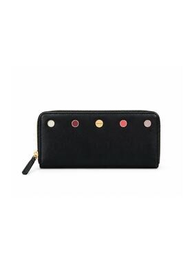 NWOT Radley London Black Leather Zip Around Wallet Colorblock Gold Hardware